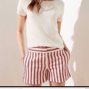 NWT Loft Red and Ivory Striped shorts